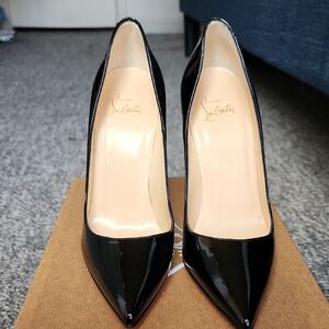 Christian Louboutin SO KATE 120 PATENT Black Leather Pumps